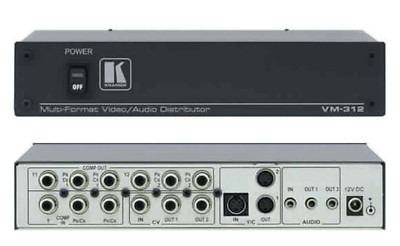 Kramer VM-312 Multi-Format Distributor Composite Audio Video with Power Adapter