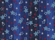 Fabric Traditions Patriotic Red Blue Stars on Wood Stripe Cotton YARD
