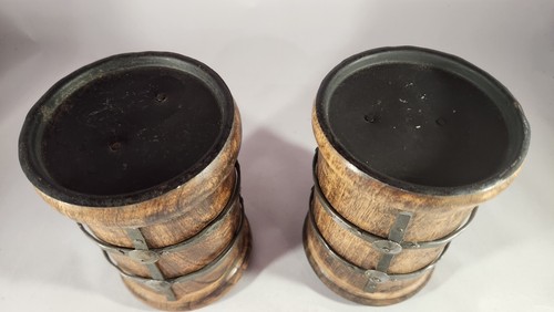 Elegant Expressions Holz & gehämmertes Metall Kerzenhalter rund 5,5" EUC - Bild 3 von 6