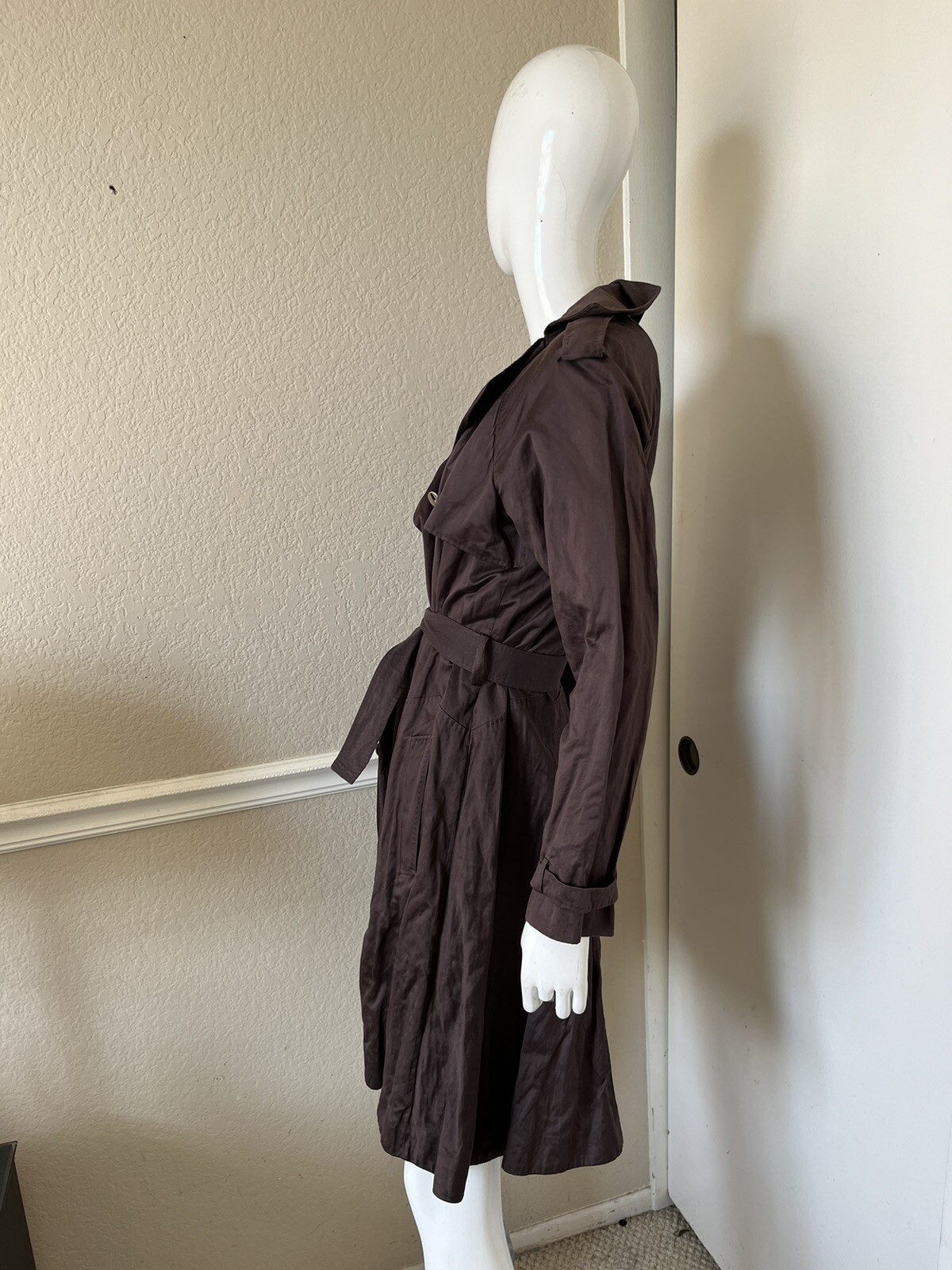VIONNET VINTAGE! Dark Brown Cotton/Metal Belted Lined Trench Coat Sz EU 44 image 6