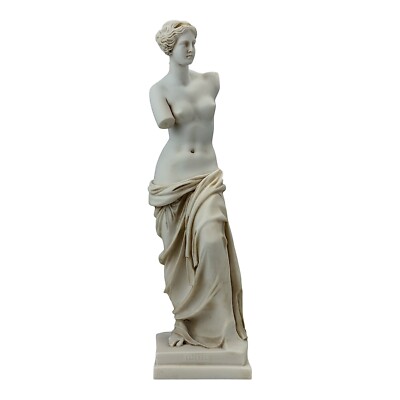 Aphrodite Venus De Milo Greek Goddess Grey Patina Cast Marble Statue 15.55 in