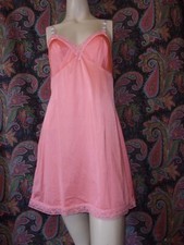 Vanity Fair Coral Lacy Nylon Empire Full Mini Slip Nighty 36