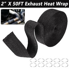 2 50ft Black Exhaust Wrap Header Manifold Fiberglass Heat Wrap Tape 10 Strip