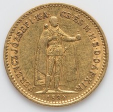 Hungary 1894 10 Korona Gold - Emperor Franz Joseph - Scarce Date