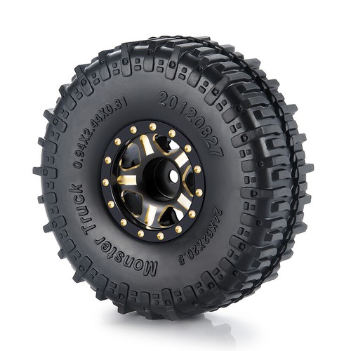 4Pcs Beadlock Wheel Rims w/ Rings & Tires for RC Crawler Car TRX4M Axial SCX24 - Picture 3 of 16