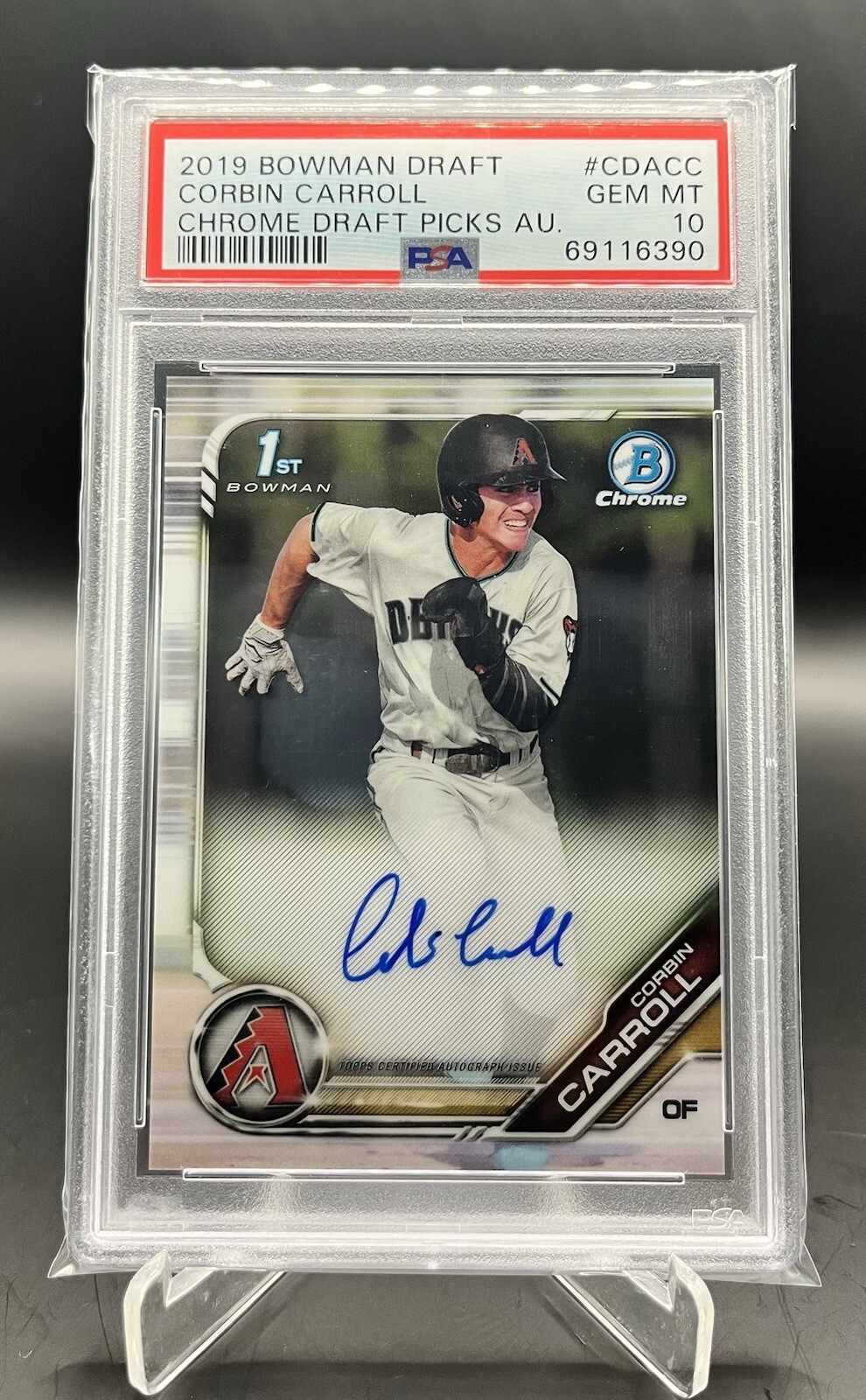 2019 Bowman Draft Corbin Carroll 1st Chrome Auto #CDACC Diamondbacks PSA 10