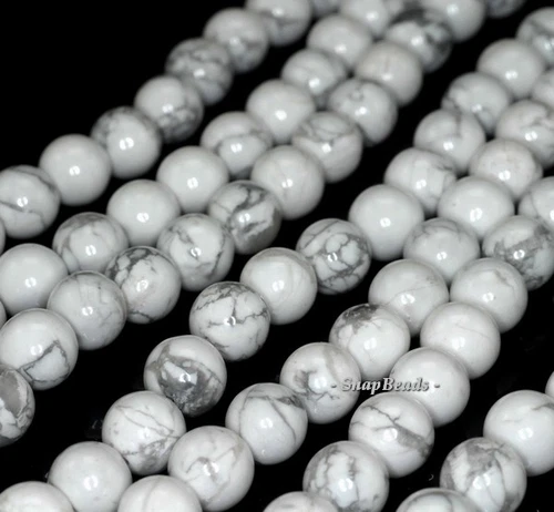 6 MM WEISS TÜRKIS HOWLITH EDELSTEIN RUND 6 MM LOSE PERLEN 15,5 ZOLL - Bild 3 von 4