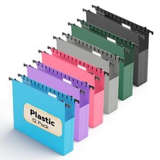 Plastic Extra Capacity Hanging File Folder12 Pack Expanding Hanging File Fold...