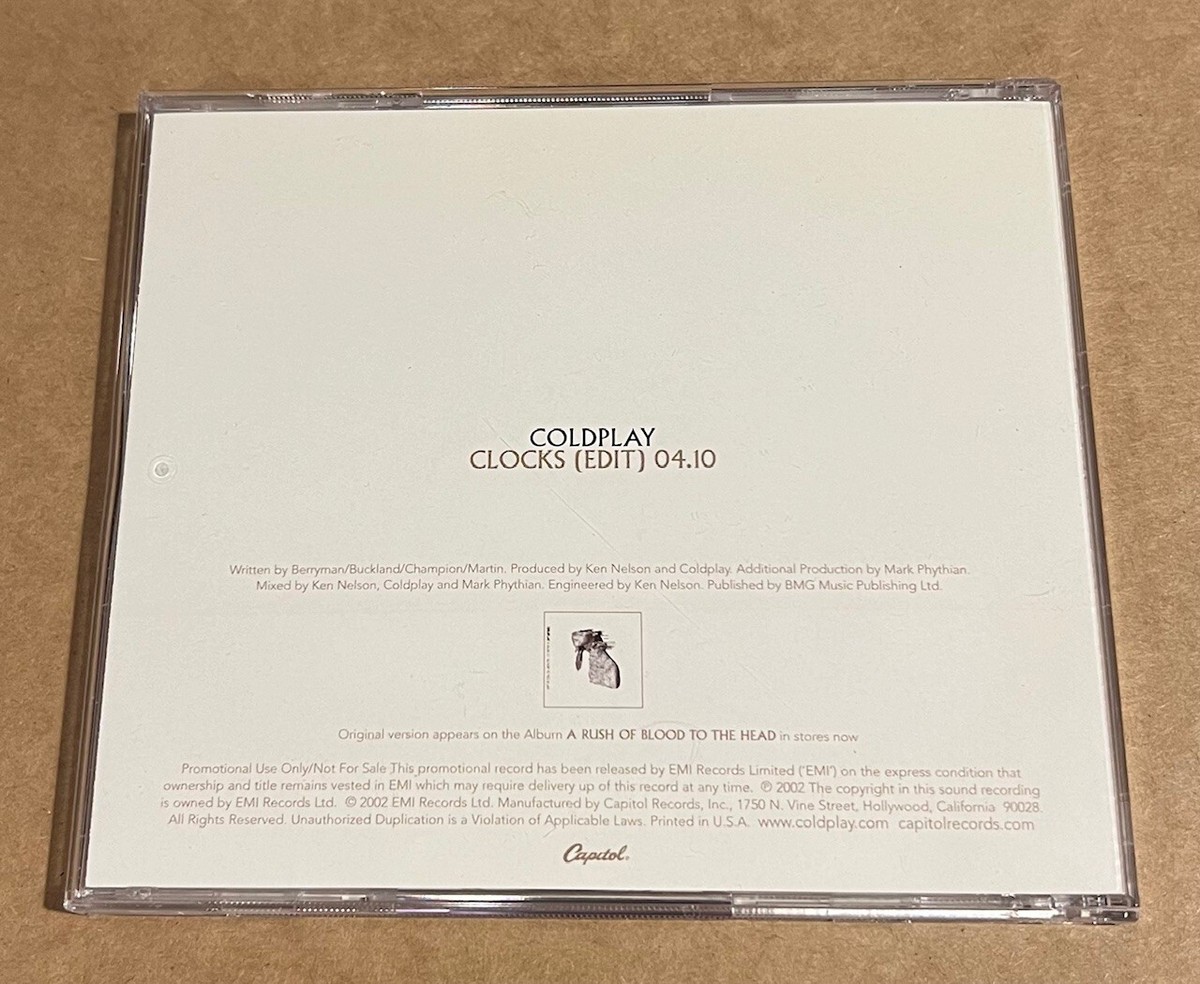 Coldplay - Clocks RARE promo radio only CD single w/ exclusive