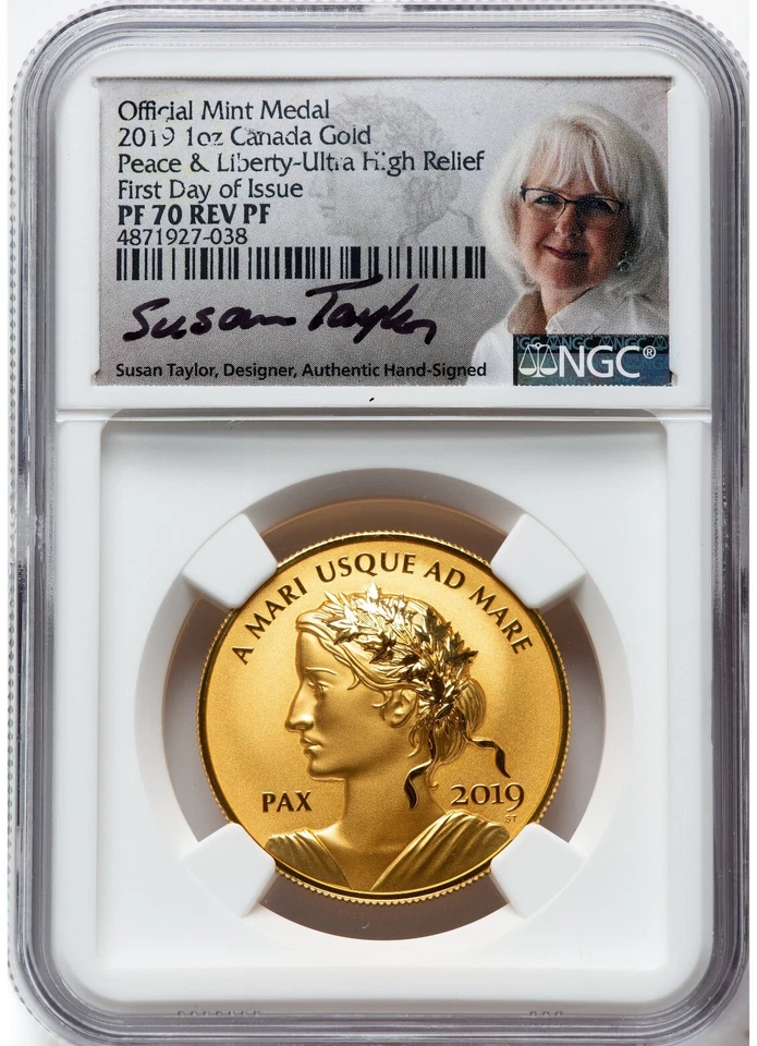 2019 Canada Gold 1oz & 2023 Silver 5oz Peace & Liberty NGC PF70 FDI Set Low Pop - Image 2 of 4