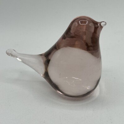 Cranberry Purple Pink Art Glass Bird Hand Blown Figurine Paperweight 3.5''