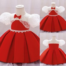 Toddler Flower Girls Bridesmaid Dress Baby Kid Party Sequin Bow Princess Dresses