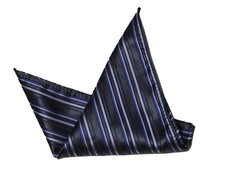 Gascoigne Pocket Square Gray Blue Striped Men's