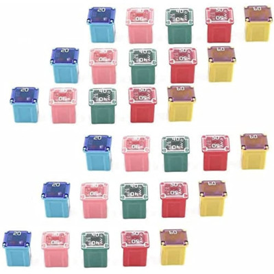 30 pc Automotive Low Profile Box Shaped Fuse Kit for Ford Chevy/GM Nissan Toyota