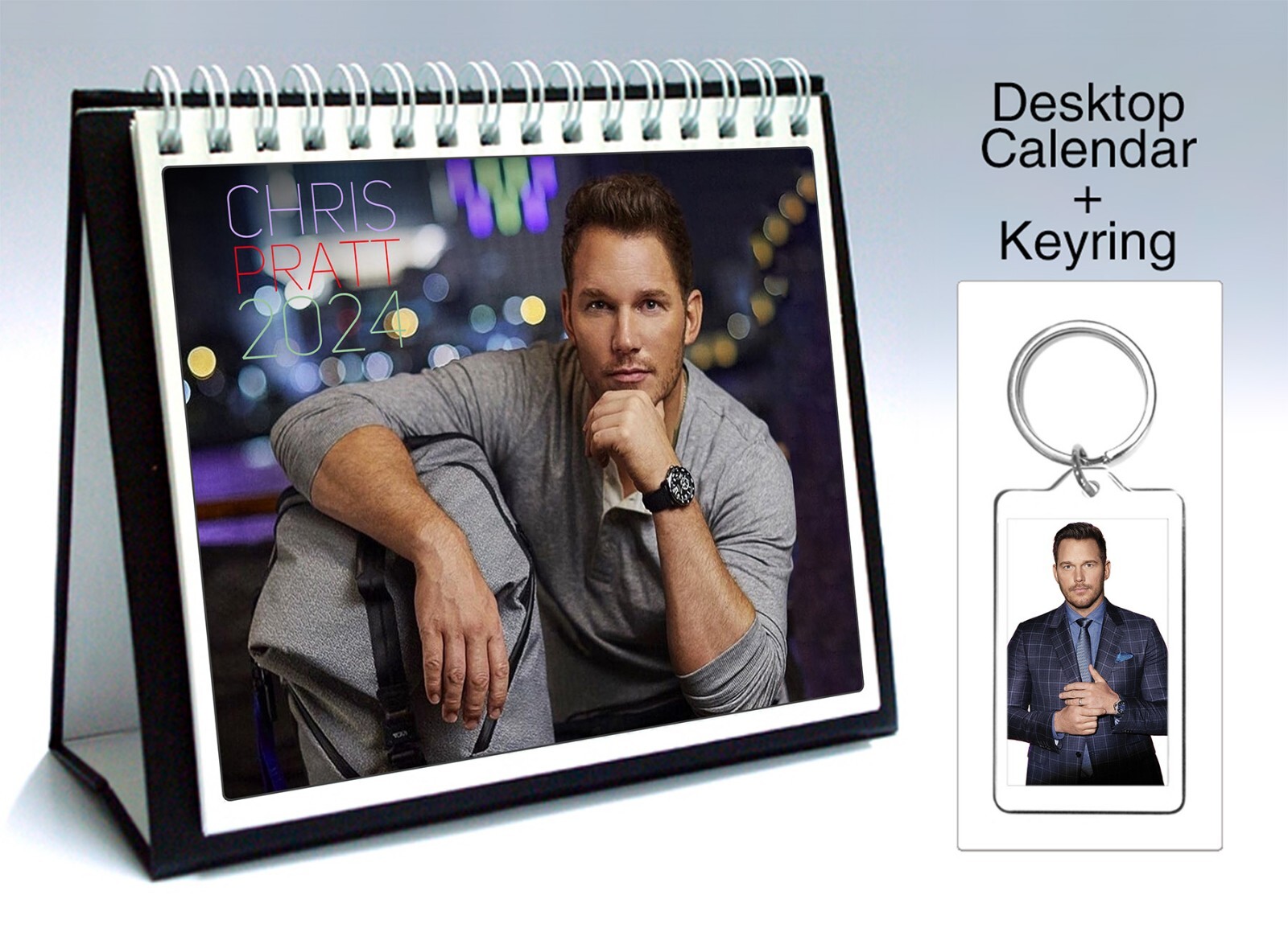 Chris Pratt 2024 Desktop Calendar + Free iPhone Case/Key Ring | eBay