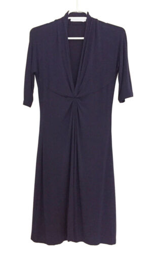 CHAIKEN Size M 3/4 Knotted Dress Navy Blue Viscose Blend Knit - Afbeelding 1 van 7