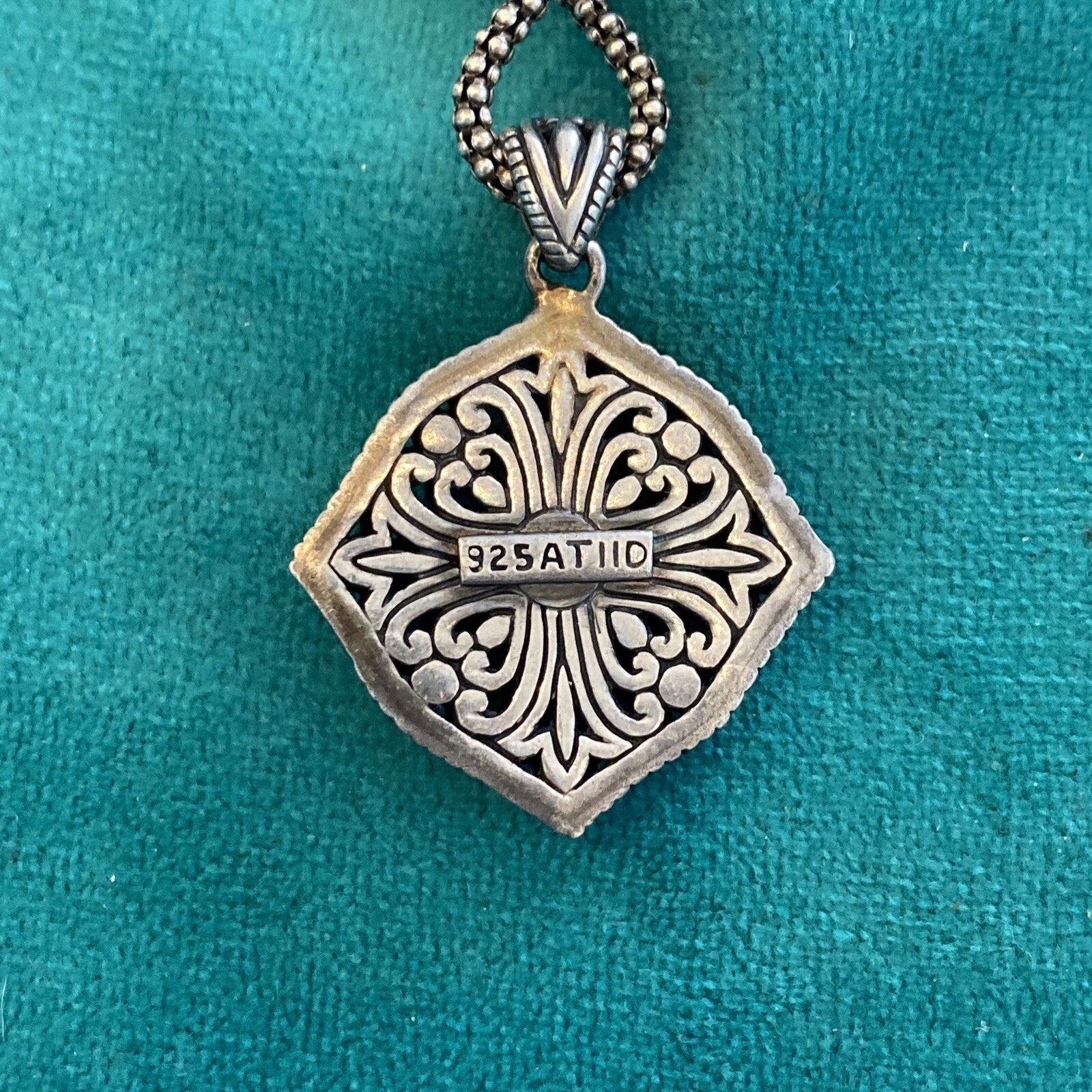 SOLID STERLING SILVER Signed ATIID" FIGREE Diamon… - image 5