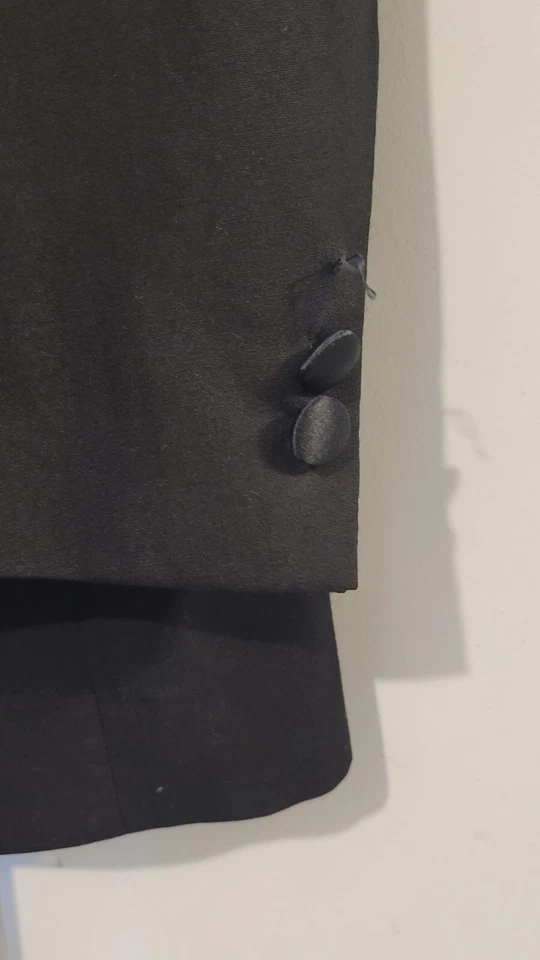 Vtg Bill Blass Black Tuxedo Mens 44S Single Button Wool 2 PC Formal Suit 42 Wais - Image 4 of 4