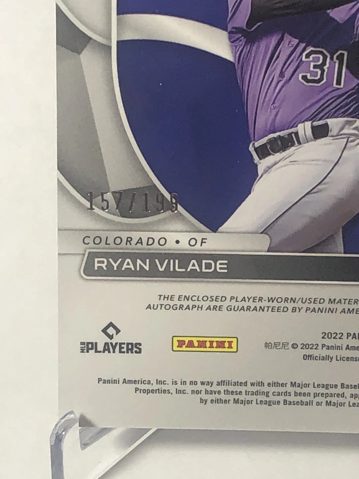 2022 Panini Spectra Ryan Vilade 157/199 RPA RC Rookie Patch Auto Card #134 A31 - Image 3 of 3