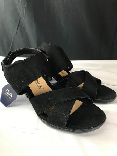 Croft & Barrow Ortholite Black High Heel Open Toe Sandals Size 6 Medium - Picture 2 of 15