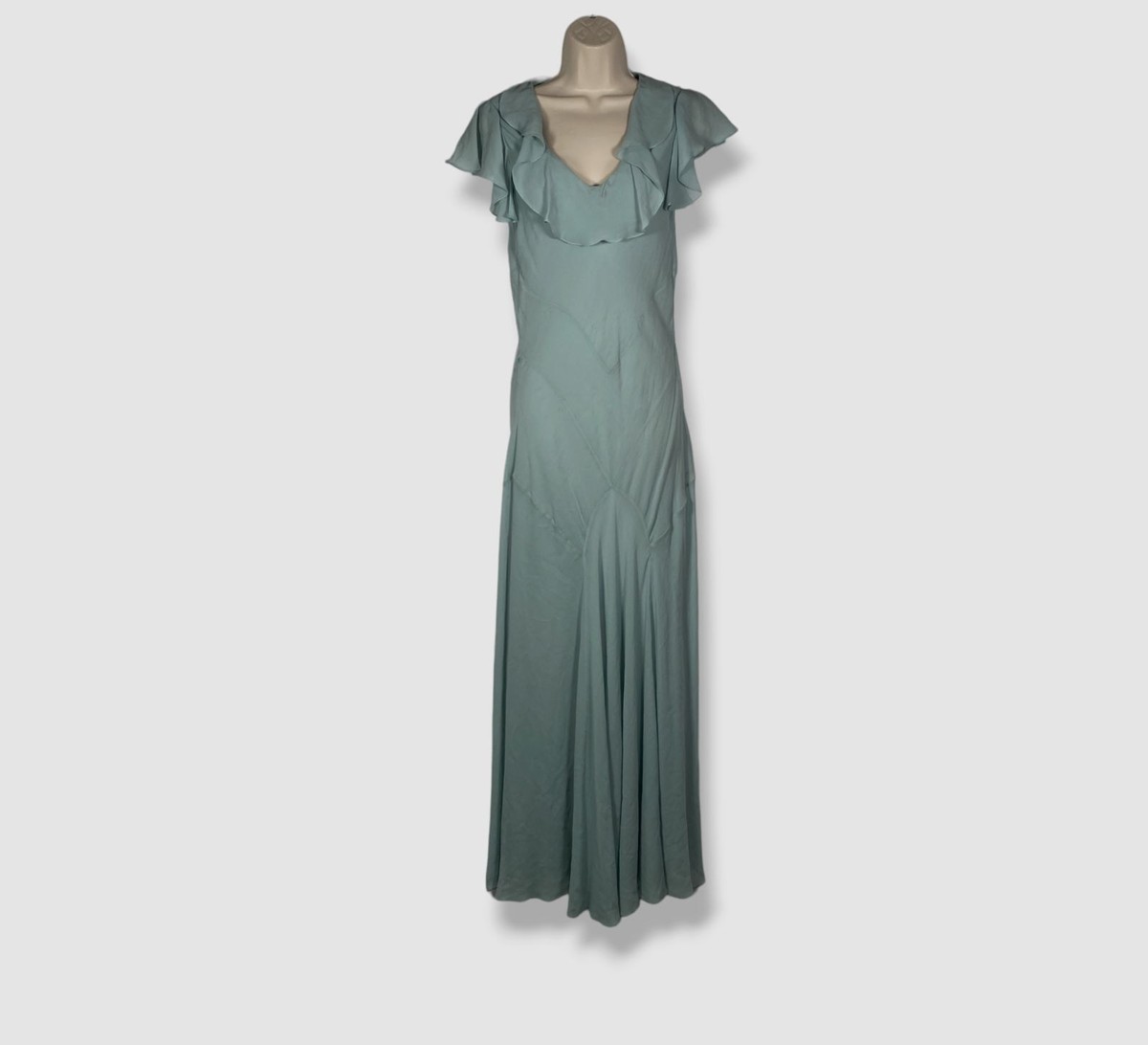 $3390 Ralph Lauren Purple Label Women's Blue Silk Ruffled U-Neck Dress Size 4 $3390 Ralph Lauren Purple Label Women's Blue Silk Ruffled U-Neck Dress Size 4