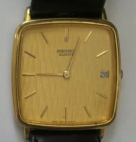 Seiko Tank Quartz Mens Vintage (June 1983) Dress Watch Model Number 7439-5020