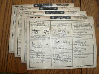 1955 Nash A E A Tune-Up System NA 76 77 78 79  Vintage 4 Charts
