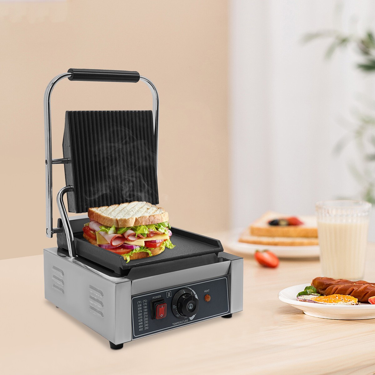 Stainless Steel Commercial Sandwich Grill VEVOR Commercial Panini