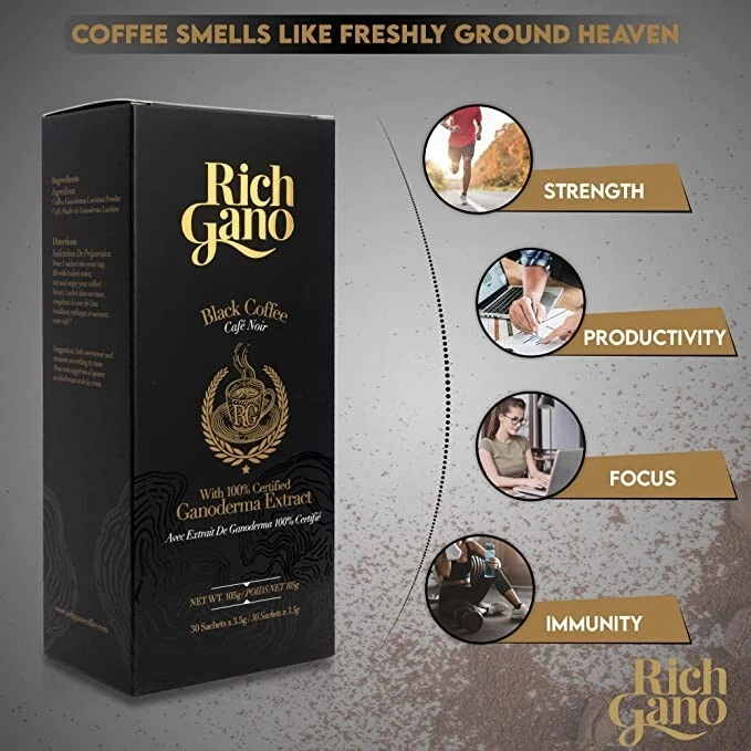 4 boxes Rich Gano Gold Black Coffee Premium Gourmet Reishi Mushroom Ganoderma - Image 4 of 4