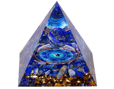 Yin & Yang Crystal Sphere Orgonite Pyramid Obsidian Chakra Energy Orgone USA