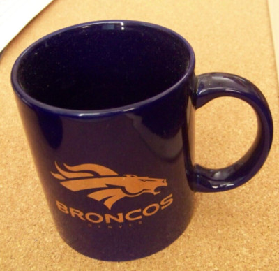 Denver Broncos ceramic coffee mug dark blue, orange print NFL