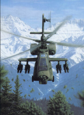 Dru Blair print, Rising Force, AH-64A Apache, signed only edition