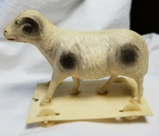 Vintage Antique Platform sheep ram Viscoloid Celluloid Pull Toy