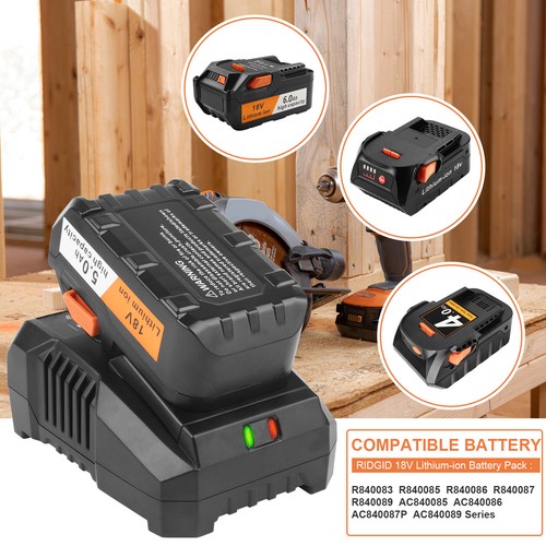 8.0Ah 18 Volt Lithium Battery For Ridgid R840087 R840085 Rigid 18V Tools Charger - Picture 4 of 27