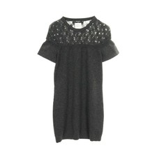 Chanel Coco Mark Knit Dress Cashmere Gray Size 34 Chest 15.0 in Length 31.5 in