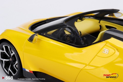 2023 Bugatti W16 Mistral 1/18 scale Yellow by Top Speed TSM TS0598 - Picture 6 of 7
