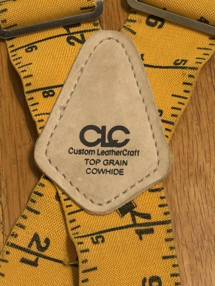 (2)-Suspensores de trabajo con patrón de regla artesanal de cuero personalizados, talla 1 para todos. 110RUL Foto 2 de 4