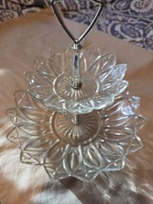 Federal Glass Two-Tiered Serving Candy Dish With center handle 10" dia