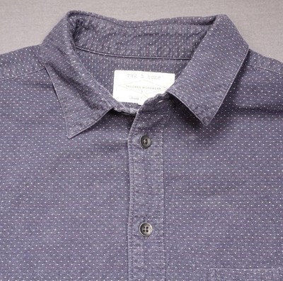 Rag & Bone Shirt Mens Medium Blue Micro Dot Long Sleeve Button Up Cotton Casual