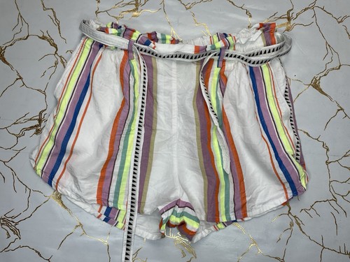 H&M Lemlem Damen weiß gestreifte Relax Leinen Shorts Größe Large Taschen - Bild 1 von 5