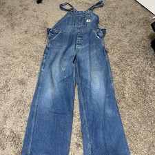 Vintage Carhartt Overalls Adult 40x32 Blue Denim Workwear Outdoor Mens Bibs