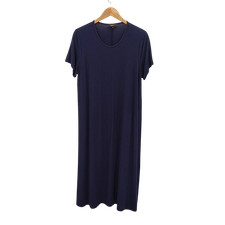 Quince Women Bamboo Jersey Maternity & Nursing T-Shirt Dress Deep Navy L