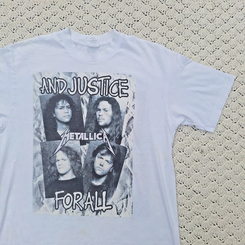 Metallica And Justice For All Band Tour Graphic T S 1980s vintage concert t-shirt, vintage, size XL, single stitch, B+ condition