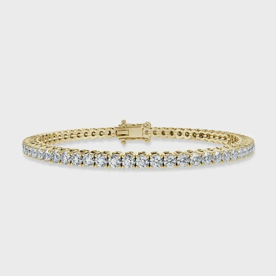 Luxury 4.5ct J I1 Natural Diamond Tennis Bracelet 10k Yellow Gold 7" Bridal Gift - Image 3 of 4