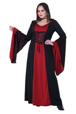 Plus Size Red Gothic Hooded Robe Women Costume Vampire