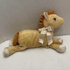 Vintage Dakin Huggables Horse Peach Terrycloth Rattle Satin Ears  Hooves Floppy