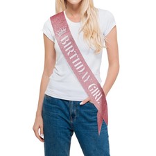 Birthday Girl Sash Glitter Rose Gold Birthday Party Decorations For Women