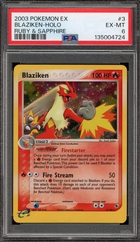 Pokemon Blaziken EX Ruby & Sapphire Holo Rare #3 PSA 6
