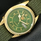 VINTAGE SEIKO 5 AUTOMATIC REFURBISHED JAPAN MENS GREEN DIAL WATCH a443520-1