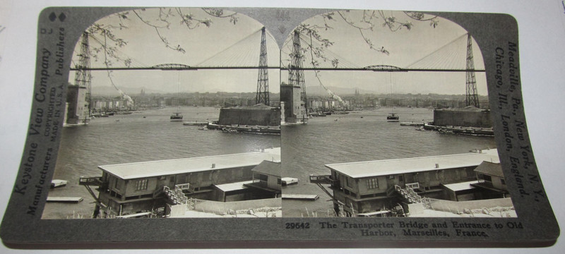 Keystone View Co. Stereoview Photo Transporter Bridge Harbor Marseilles, France